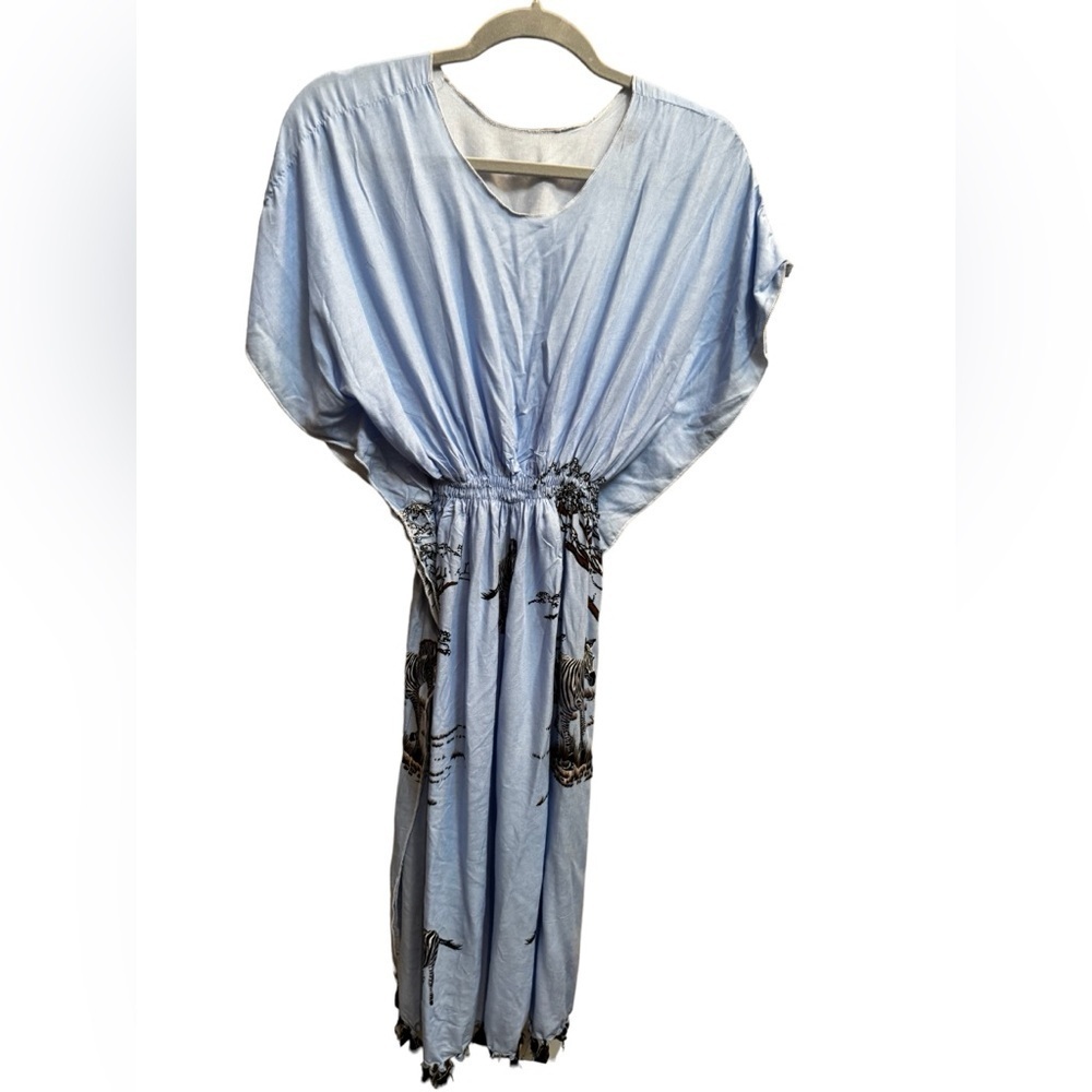 NEW! AFRICAN ZEBRA Print Dress Women’s XS Handmade Angel Sleeves Colorful
